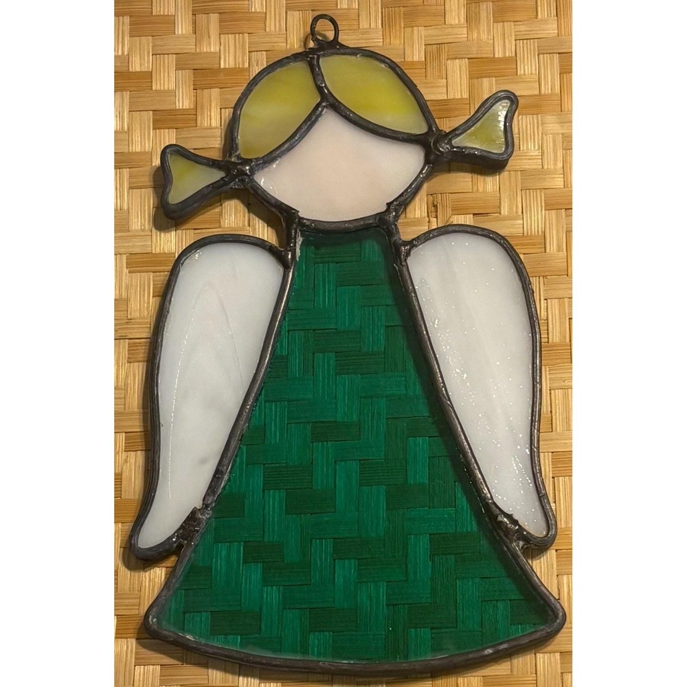 Vtg Stained Glass Angel Sunbather